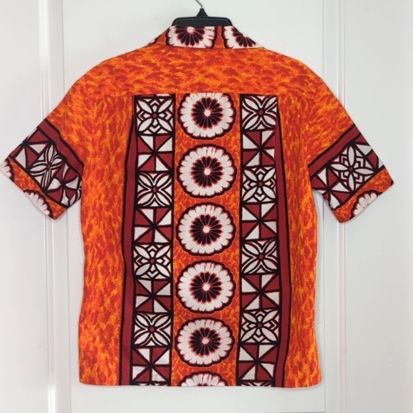 Vintage 60s Ui-Maikai Hawaiian Shirt Hibiscus Vibrant Orange Red Men's M - Picture 8 of 11